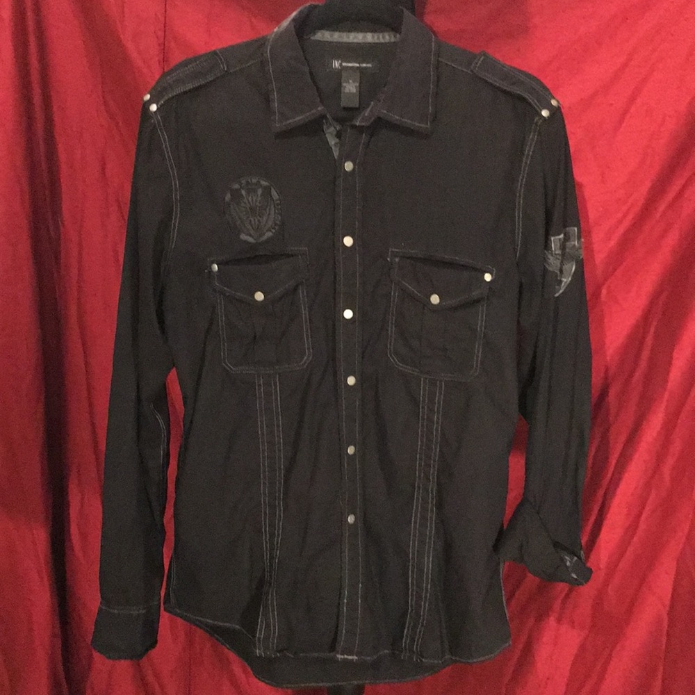 Men’s “Cool” INC black button down shirt, Medium